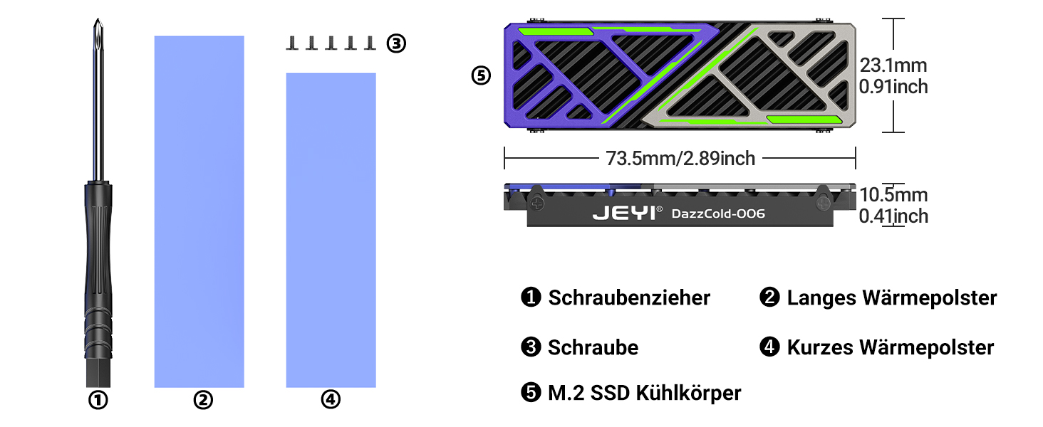 Радіатор охолодження для SSD M.2 JEYI, мідні ребра з алюмінієвою рамкою, пасивне охолодження, Finscold – 1.7 мм (Dazzcold006)