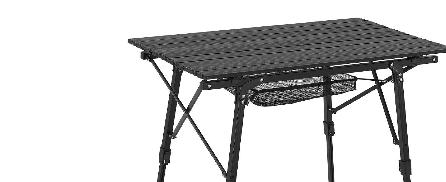 Стол для кемпінгу Juskys Picco - алюмінієвий, 90x52 см, легкий, складний, регульований по висоті - для кемпінгу, саду, відпочинку на природі. Чорний