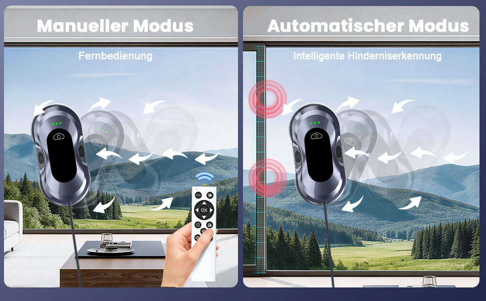 Робот для миття вікон Fensterputzroboter 6000Pa, електричний, з подвійною спіраллю, 3 режими, інтелектуальна навігація, розпізнавання країв, 10 серветок