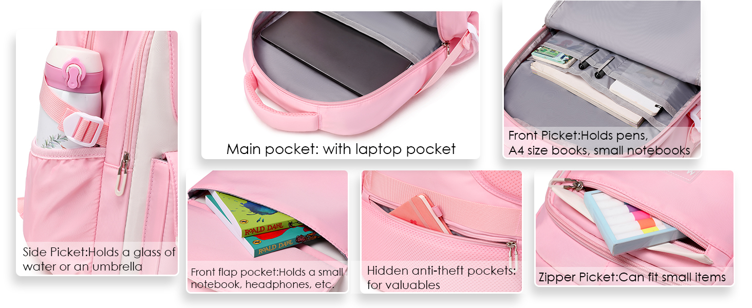 Шкільний рюкзак Makukke для дівчаток та підлітків: набір, водонепроникний, 30L, чорний