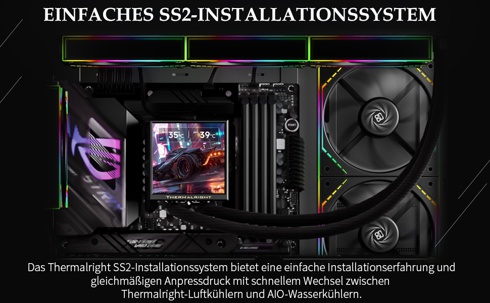 Система рідинного охолодження процесора TR Peerless Vision 360 ARGB Black, 3 PWM вентилятори, LCD-дисплей 3.95