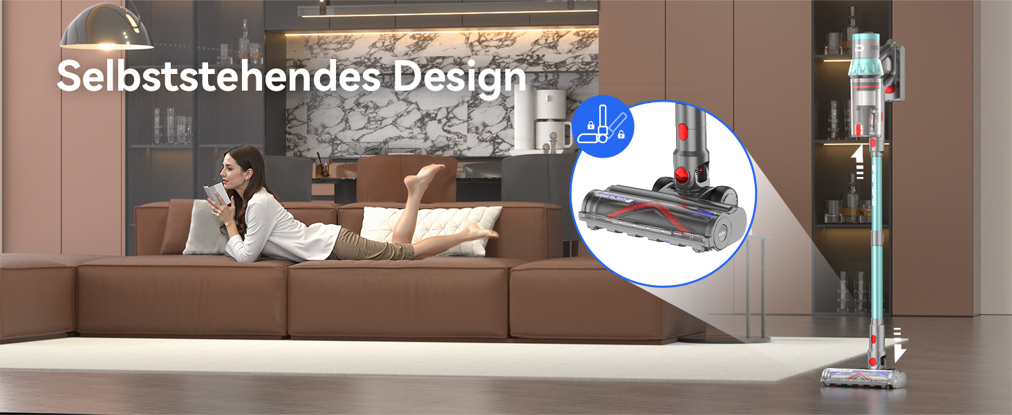 Бездротовий акумуляторний пилосос YU7 580W з потужністю всмоктування 47000Pa, час роботи до 70 хвилин, сенсорний екран, для килимів, шерсті тварин, твердих поверхонь