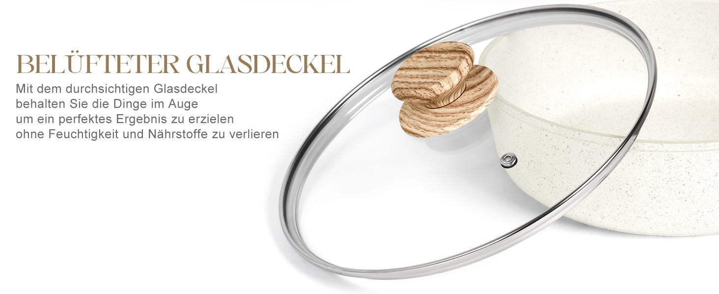 Сковорода з антипригарним покриттям Michelangelo з кришкою 28 см, глибока сковорода з кришкою, сковорода для тушкування 28 см, індукційна сковорода з антипригарним покриттям з м'якою бакелітовою ручкою, підходить для індукційних плит, чорна