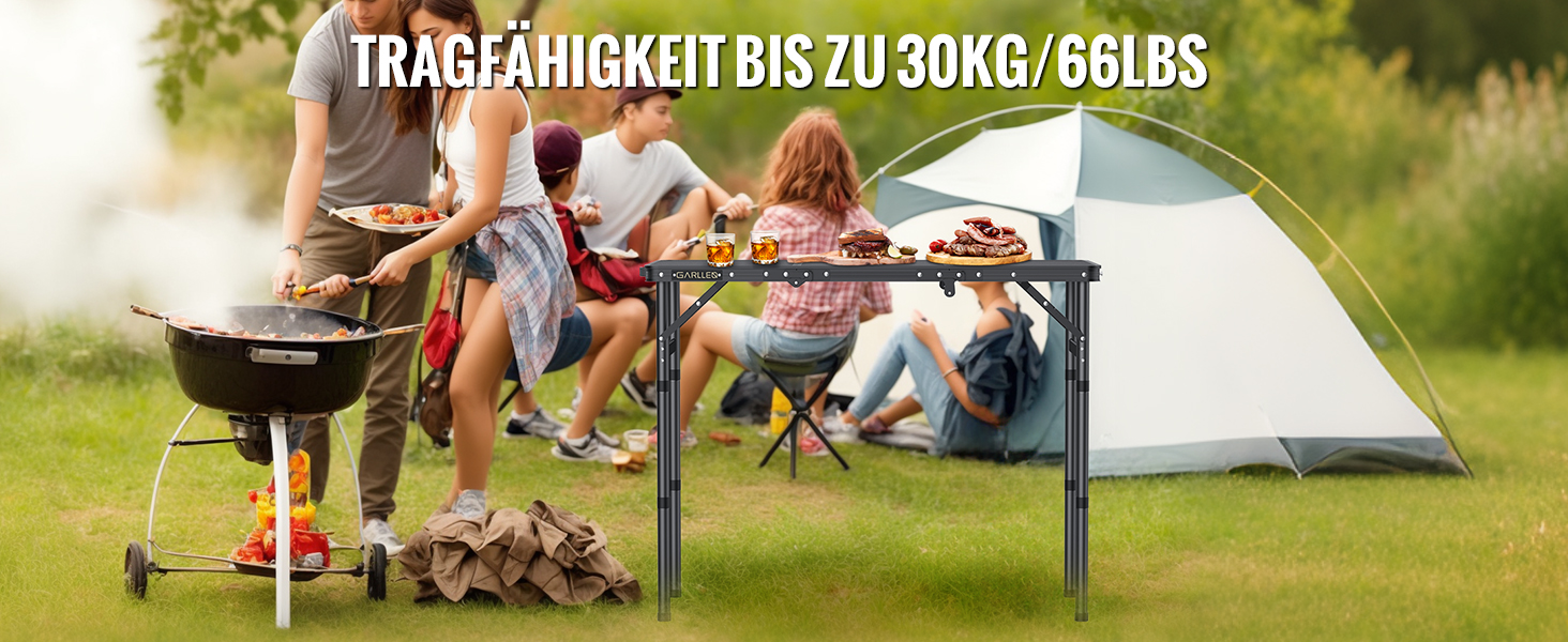 Складаний туристичний стіл Garllen 87x40 см, 3 висоти (26/48/70 см) - для кемпінгу, пікніка, саду, грилю