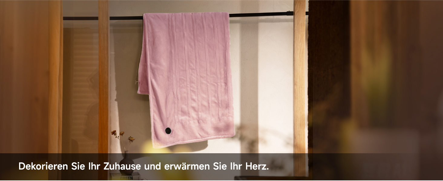 Електрична ковдра GOTCOZY 130x180 см з 10 рівнями нагріву та таймером, рожева