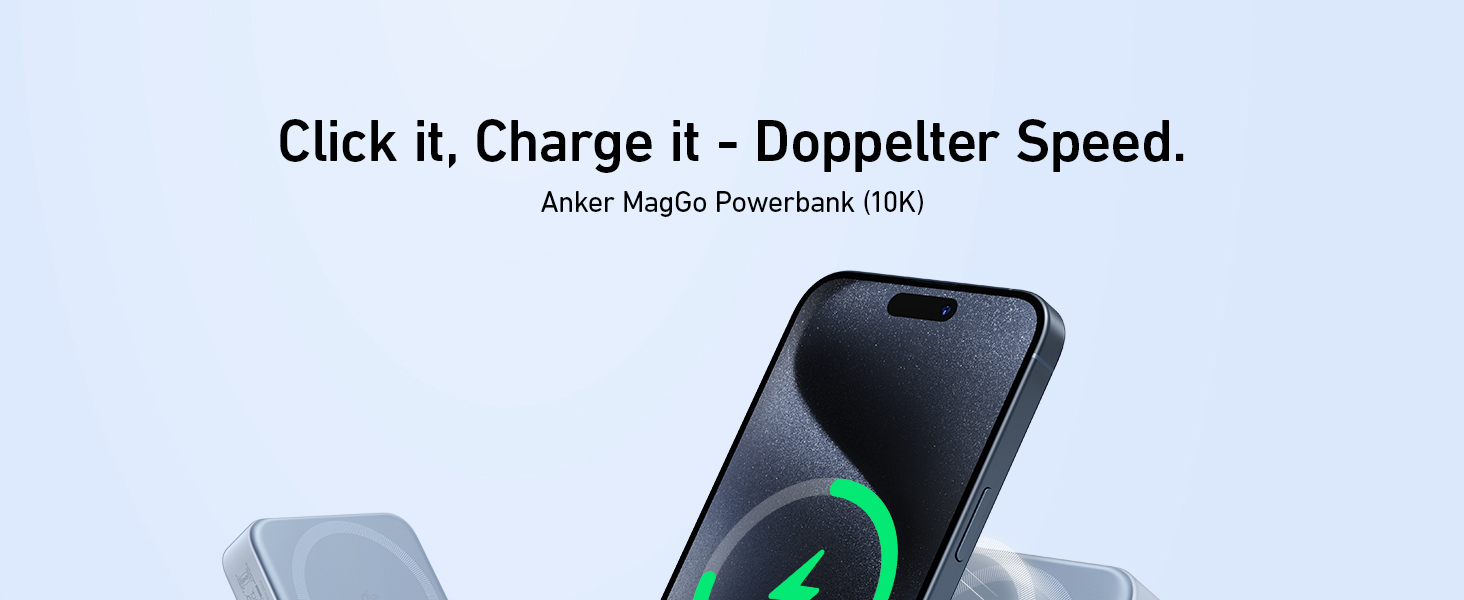Powerbank Anker MagGo: 10000mAh, Qi2, 15W, MagSafe, USB-C, з дисплеєм та підставкою (Синій)