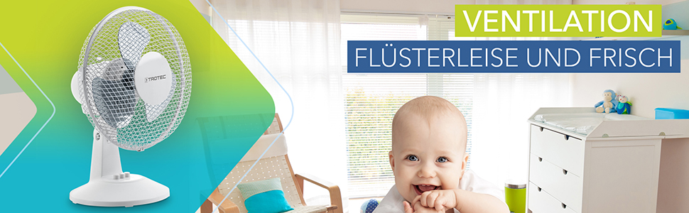 Турбовентилятор TROTEC TVE 10 - 25 Вт, гойдання 80°, 2 швидкості, діаметр 23 см, тихий, білий