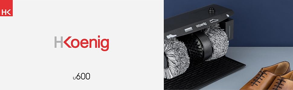 Електрична машина для чищення та полірування взуття H.Koenig U600, професійна, з дозатором рідкого воску, 2 м'які полірувальні щітки, 1 жорстка щітка для очищення, підставка для ніг, 120 Вт