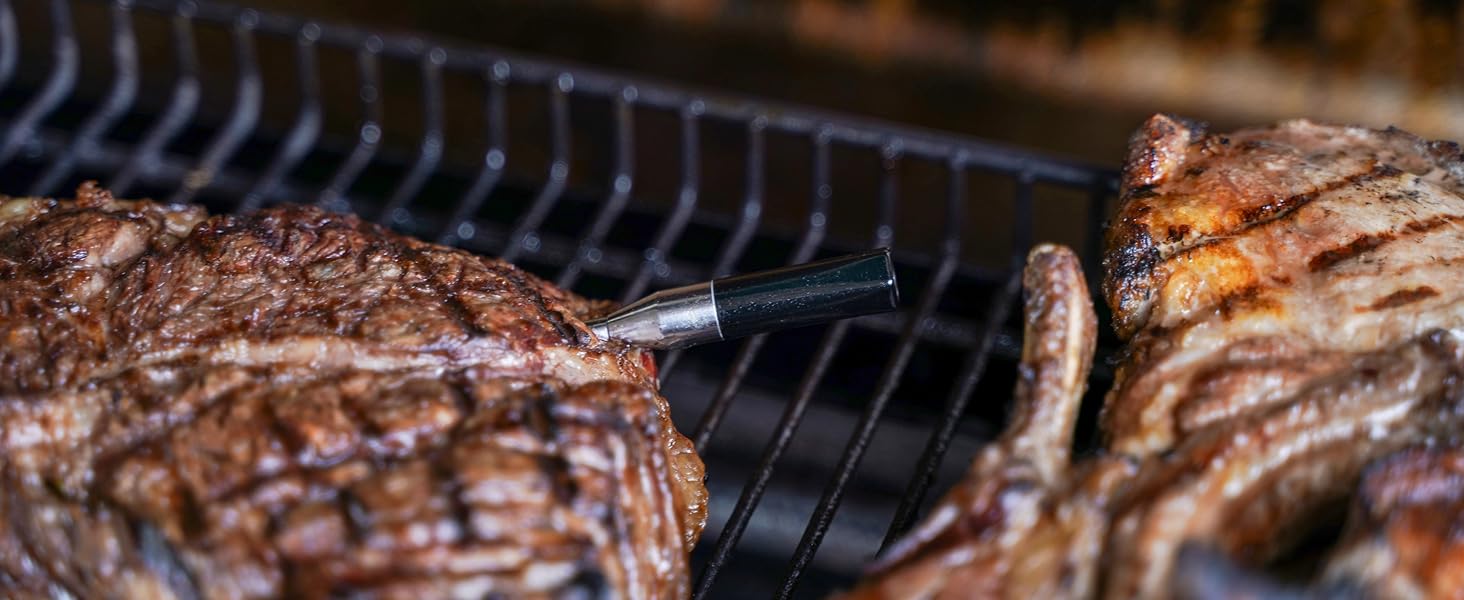 Беспроводний термометр для гриля SANTOS – Контроль через додаток (Android & iOS) – Дальність 100м – Подвійний датчик – До 300°C – Магнітне кріплення