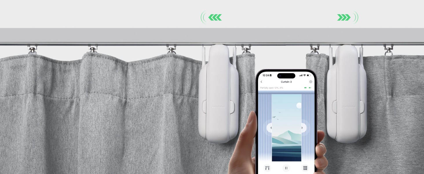 Розумний автоматичний відкривач штор SwitchBot Curtain 3 для U-рейки, Bluetooth, керування через додаток і таймер, потужний двигун, сумісний з Alexa і Google Home (потрібен SwitchBot Hub)