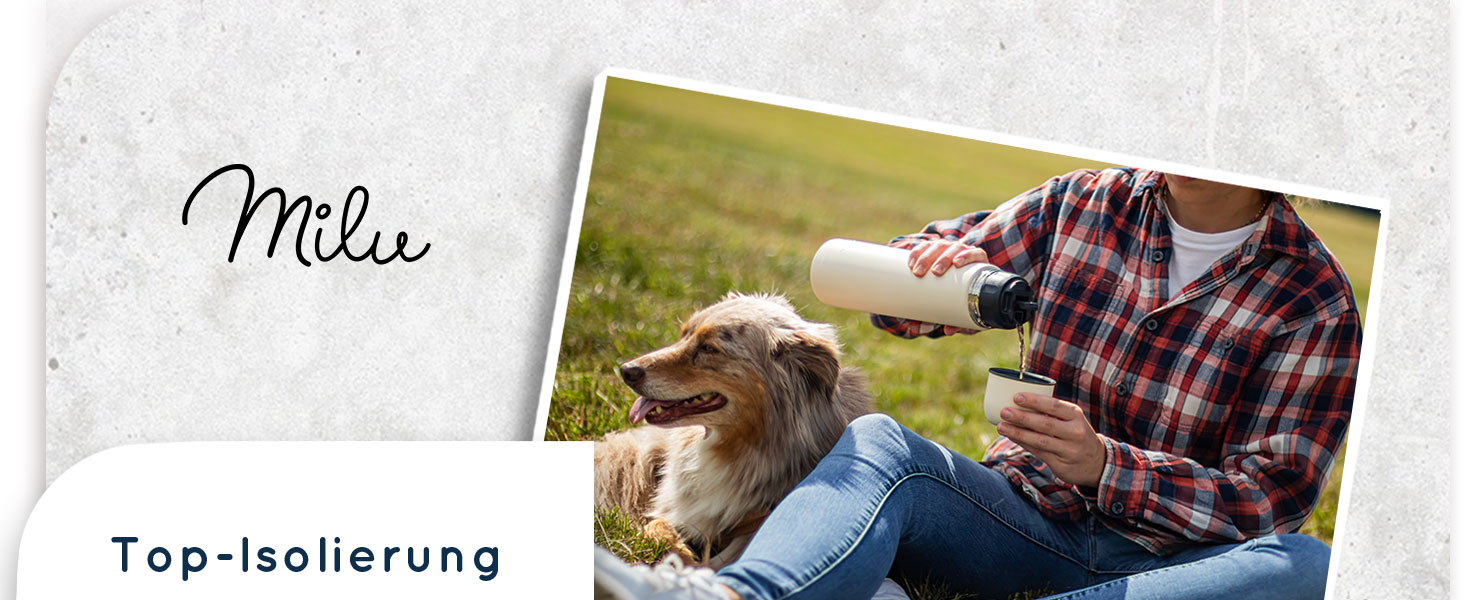 Термос Milu: ізольована фляга з нержавіючої сталі, 100% без витоку, подвійна ізоляція (оливковий, 1000 мл)