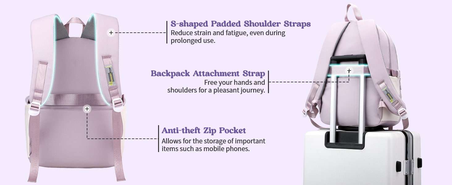 Дитячий рюкзак IvyH для дівчаток – велика місткість, водонепроникний, ідеальний для школи, 2-6 клас, фіолетовий