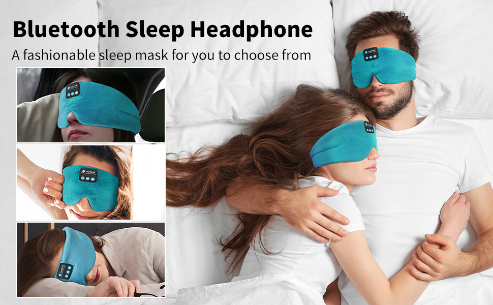 Маска для сну Joythink з Bluetooth 5.3 навушниками, шовкова, для бічного сну, 16 год. автономії, миюча, для подорожей, медитації (блакитна)