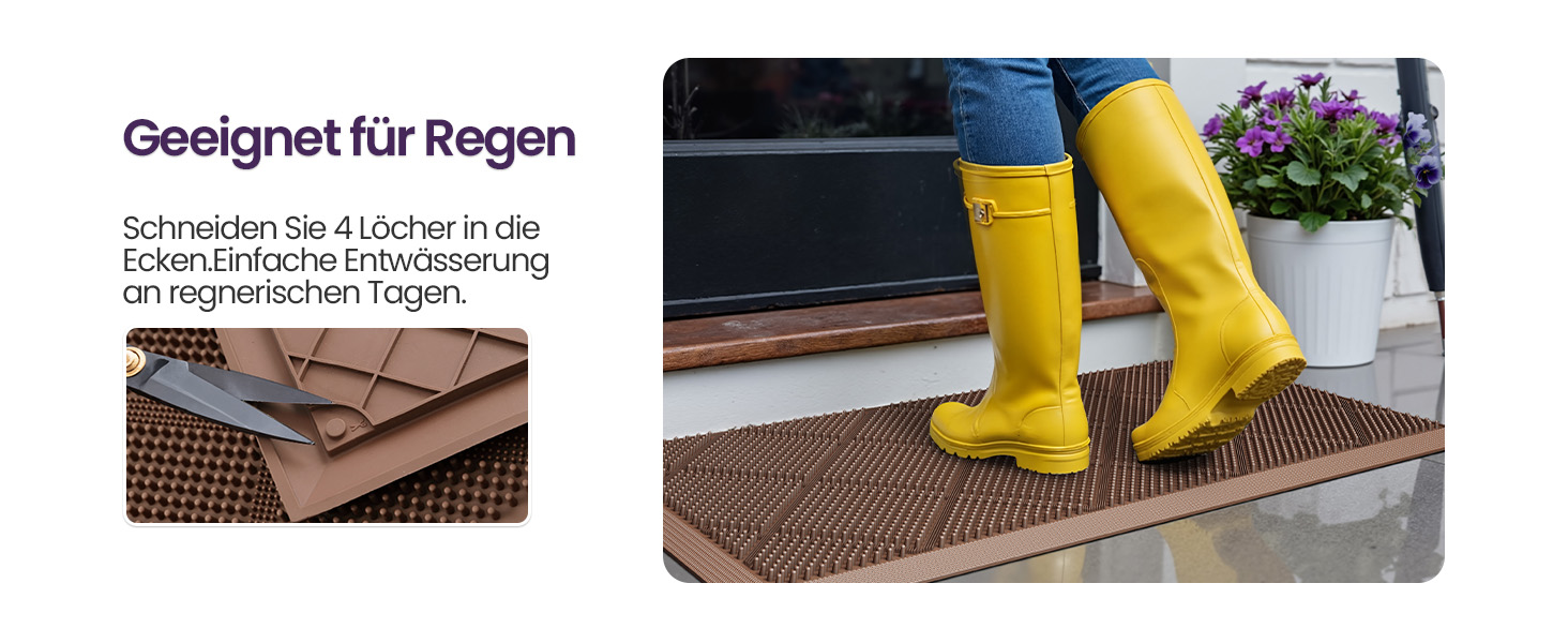 Килимок для дому та вулиці DEXI, 43x90 см, коричневий, водонепроникний, з антиковзким покриттям