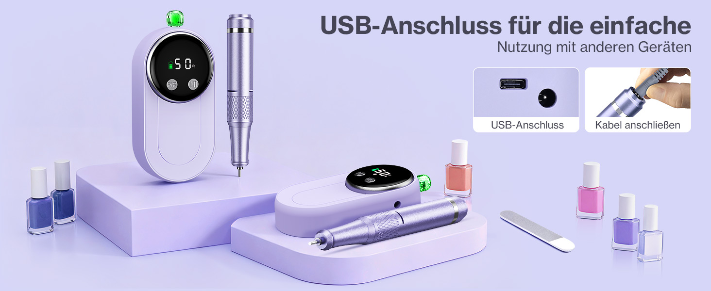 Електричний фрезер для нігтів: манікюрний та педикюрний набір 12 в 1 з LCD-дисплеєм, 50000 об/хв для гелю, акрилу та натуральних нігтів