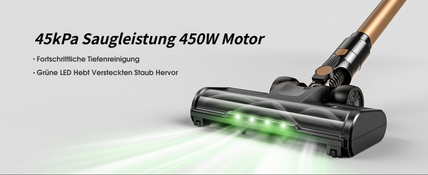 Бездротовий акумуляторний пилосос Lubluelu 450W, потужність всмоктування 45kPa, LED-дисплей, для прибирання шерсті тварин, килимів, твердих поверхонь та авто, колір золотий