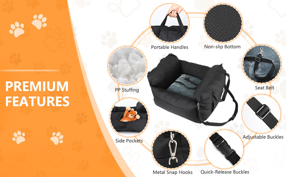 Зручний автокрісло для собак, неслизьке, 2-в-1, з кріпленням, знімний килимок