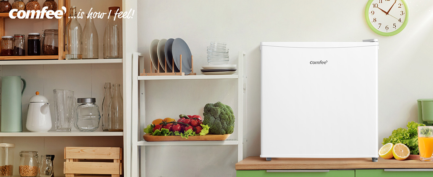 Міні-холодильник Comfee RCD50WH2(E) 43L з відділенням для льоду, білий. Холодильник для кімнати та офісу, швидке охолодження, регулювання температури, енергоклас E.