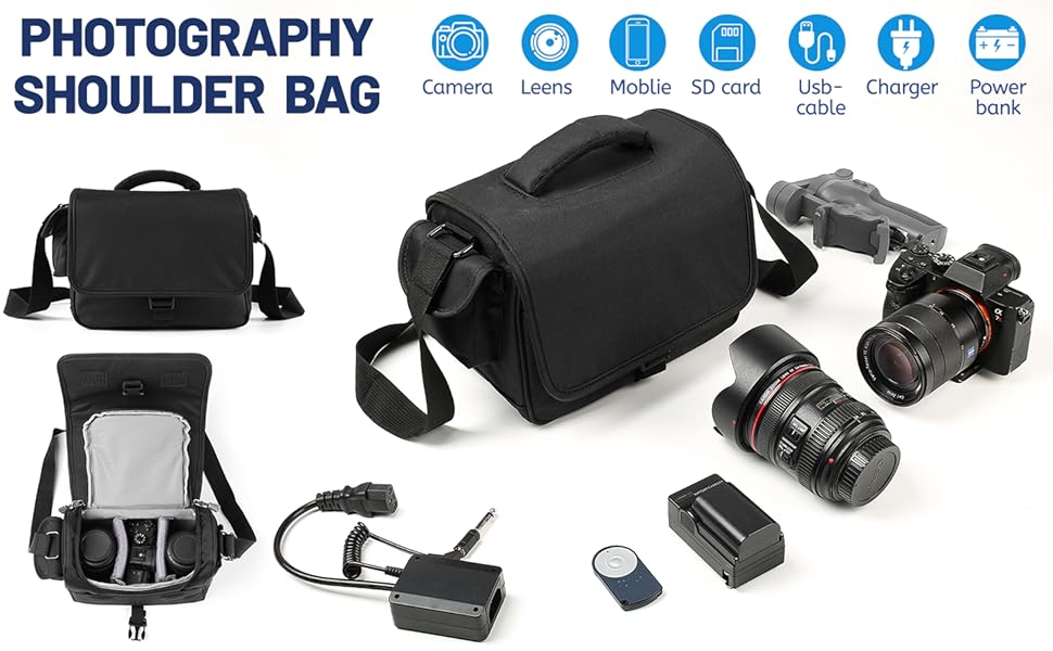 Водонепроникна сумка для камери SLR з дощовиком, ударостійка фотосумка з підкладкою, для щоденного використання (чорна)