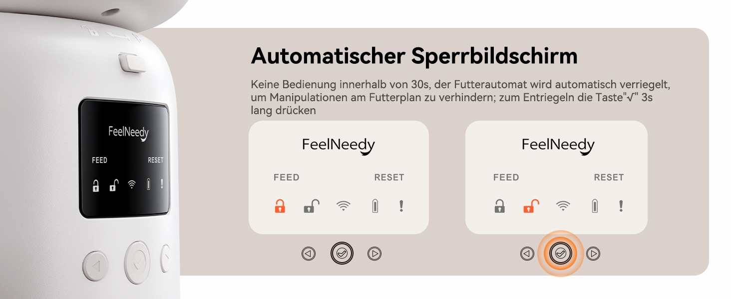 Автомат годування котів FEELNEEDY з додатком, WiFi, нержавіюча сталь, 3L, білий. Програмування до 10 прийомів їжі на день, сповіщення про застрягання корму та низький заряд батареї