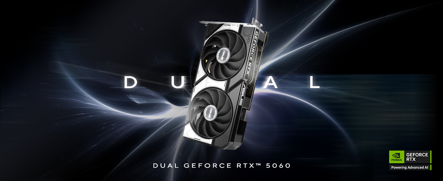 Ігрова відеокарта ASUS Dual GeForce RTX 5060 OC Edition 8GB GDDR7, чорна