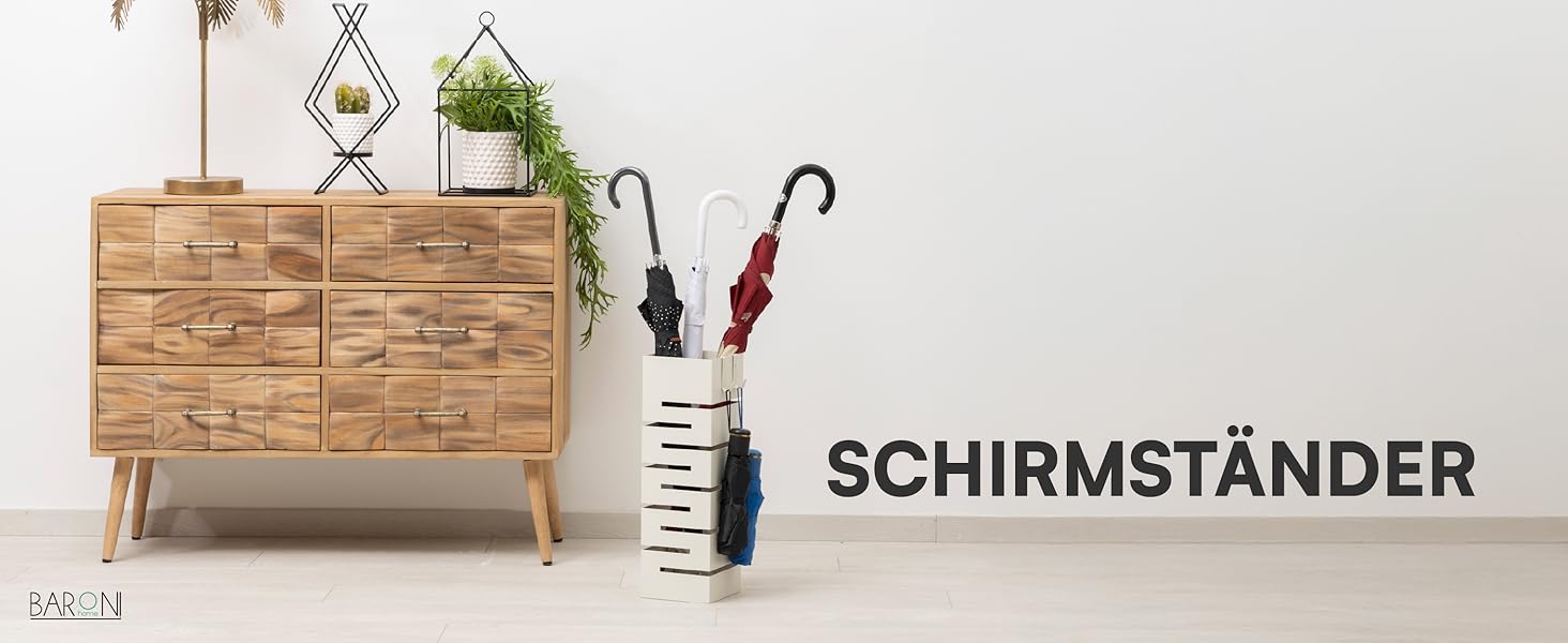 Підставка для парасольки Baroni Home з сучасним дизайном, чорна, 15,5x15x49 см. Метал, з гачками та знімним піддоном для води. Підходить для дому та офісу.