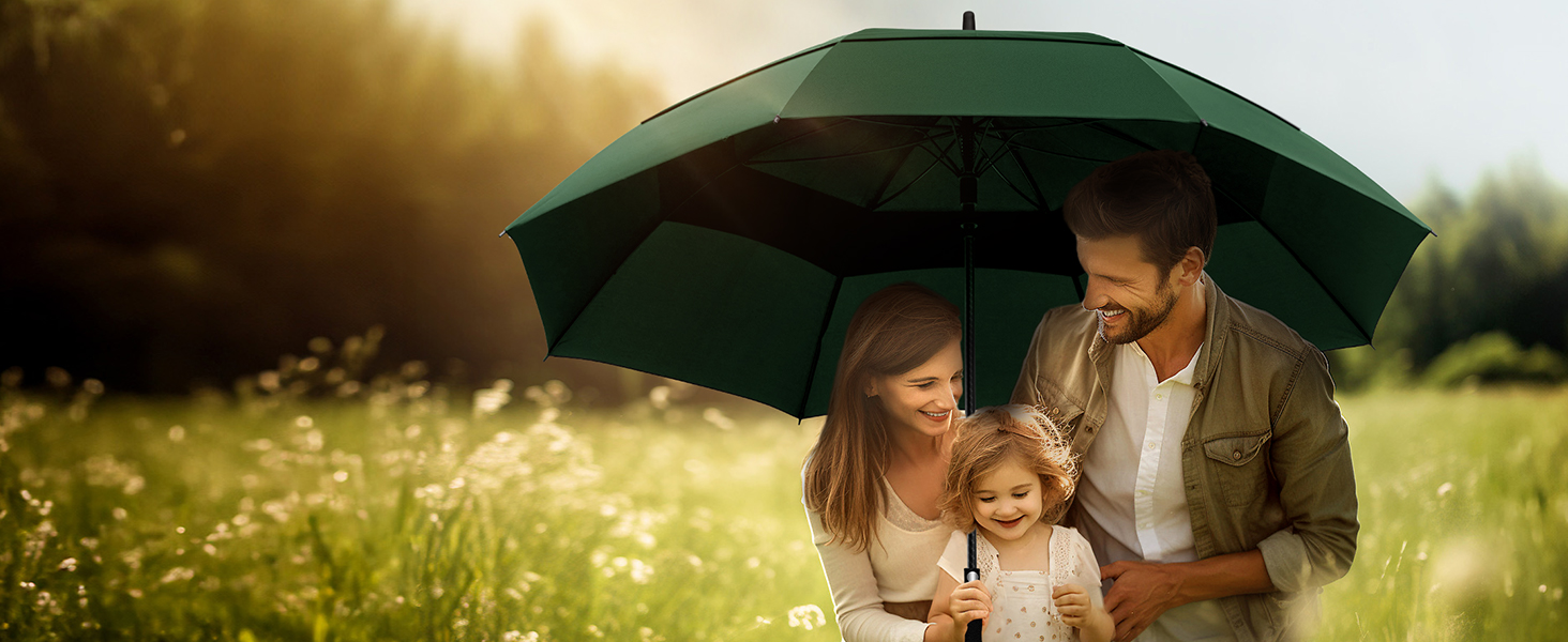 TECKNET Гольф-парасолька XXL, велика парасолька, штормостійка, автоматична, з EVA-ручкою, для жінок та чоловіків (зелена, діаметр 150 см)