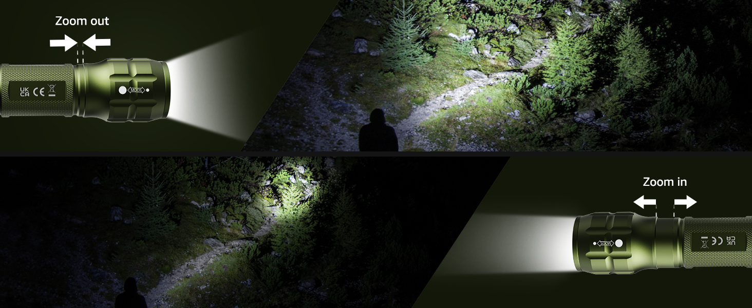 LED ліхтарик Lighting EVER: компактний, яскравий, з регулюванням фокусу. Водонепроникний ліхтарик для дітей, кемпінгу, відпочинку на природі та надзвичайних ситуацій (зелений, 1 шт.)