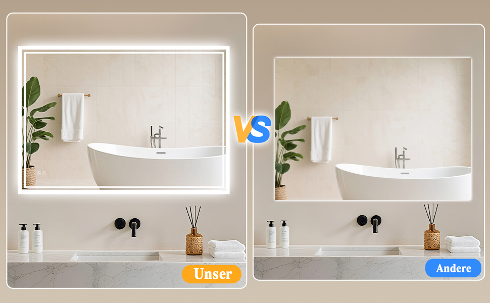 LED дзеркало для ванної кімнати з підсвічуванням 60 x 80 см – антизапар, 3 кольори, регулювання яскравості, подвійний сенсорний вимикач, функція збереження налаштувань при відключенні електроенергії, монтаж горизонтально/вертикально, квадратна форма.