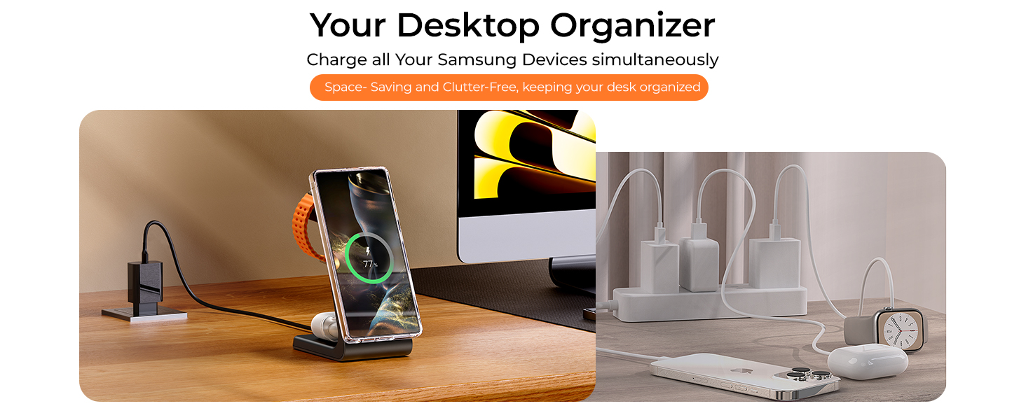 Магнітна зарядка 3-в-1 для Samsung Galaxy: швидка бездротова зарядка Mag-Safe для S25 Ultra/S24/S23, Z Fold/Flip, Galaxy Watch Ultra/7/6 та Galaxy Buds Pro (чорний)