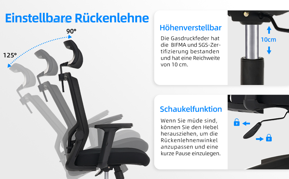 Ергономічне офісне крісло Daccormax з регульованою підтримкою голови та попереку, сітчасте, до 150 кг, темно-сіре