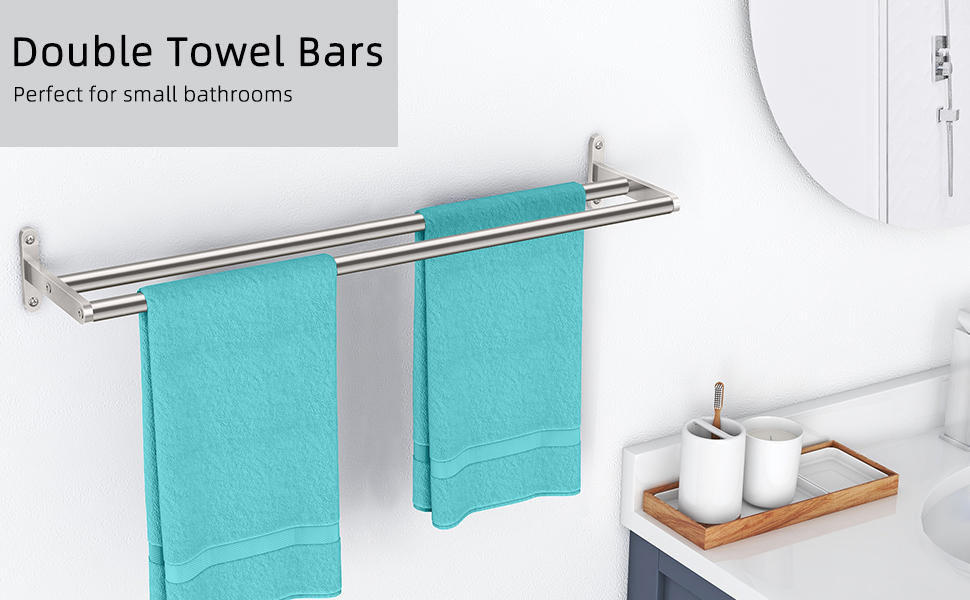 Тримач для рушників YUMORE, подвійний, з нержавіючої сталі, 80 см, для ванної кімнати та кухні