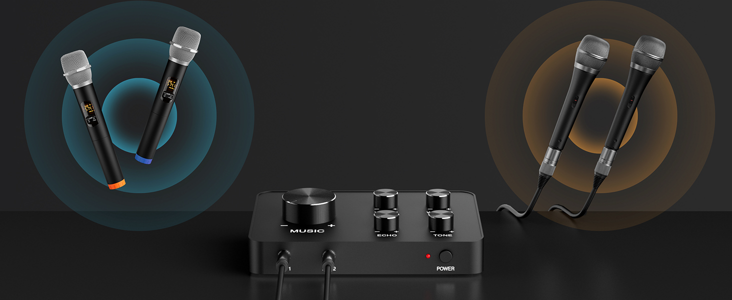 UHF мікрофонний комплект DigitConvert: 2 бездротові мікрофони з діапазоном 100ft для караоке, співу, церкви та PA систем