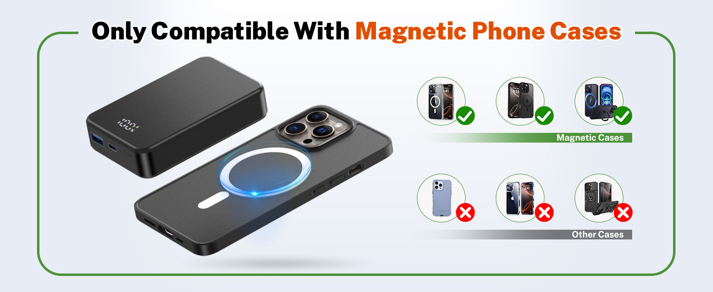 Магнітний портативний Power Bank 26800mAh з USB-C, для iPhone 16/15/4/13/12 та Android, сірий/чорний