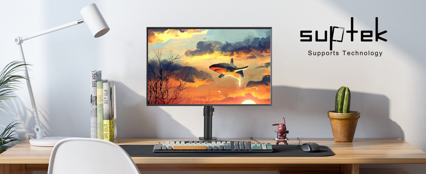 Кронштейн для монітора suptek для LCD LED екранів 13-27 дюймів, регульований настільний тримач до 10 кг, VESA 75/100, чорний