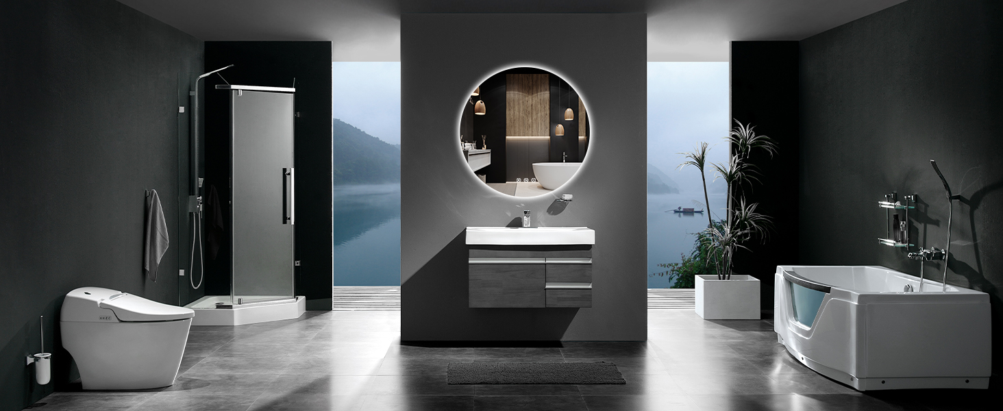 Дзеркало для ванної кімнати з підсвічуванням 70 см, LED дзеркало з підсвічуванням, 3 кольори світла, антизапарник, регульована яскравість, сенсорне управління, функція пам'яті, кругле, водонепроникне IP44, 70x70 см