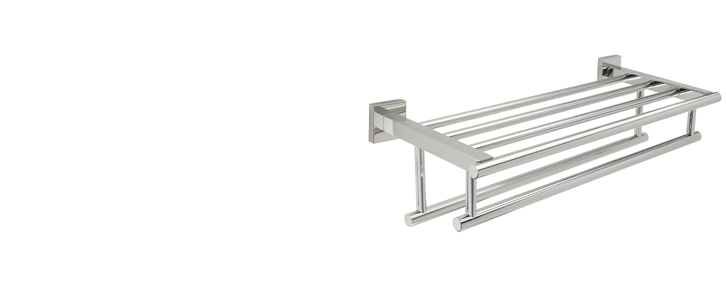 Тримач для рушників SAYAYO настінний, 70 см, з полицею, нержавіюча сталь, для ванної кімнати та кухні