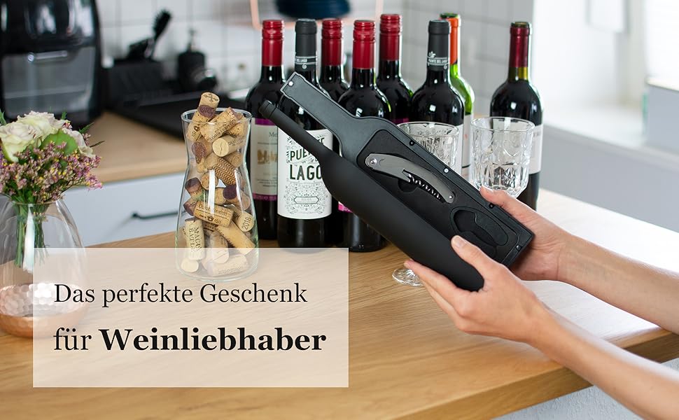 Набір для відкривання вин 5 предметів - дизайн винних пляшок, чорний колір - аксесуари для вина з різаком для фольги, штопор, виливає, кільце від бризок, нержавіючі кришки