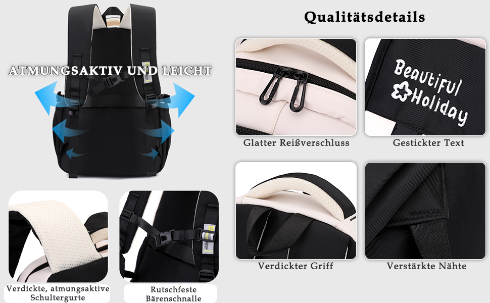 Шкільний рюкзак для дівчаток та хлопчиків-підлітків, рюкзак для жінок, великий шкільний ранець на 15.6 дюймів, рюкзак для ноутбука, шкільна сумка водонепроникна, рюкзак для школи, шкільні сумки для хлопчиків та дівчаток, бежевий колір