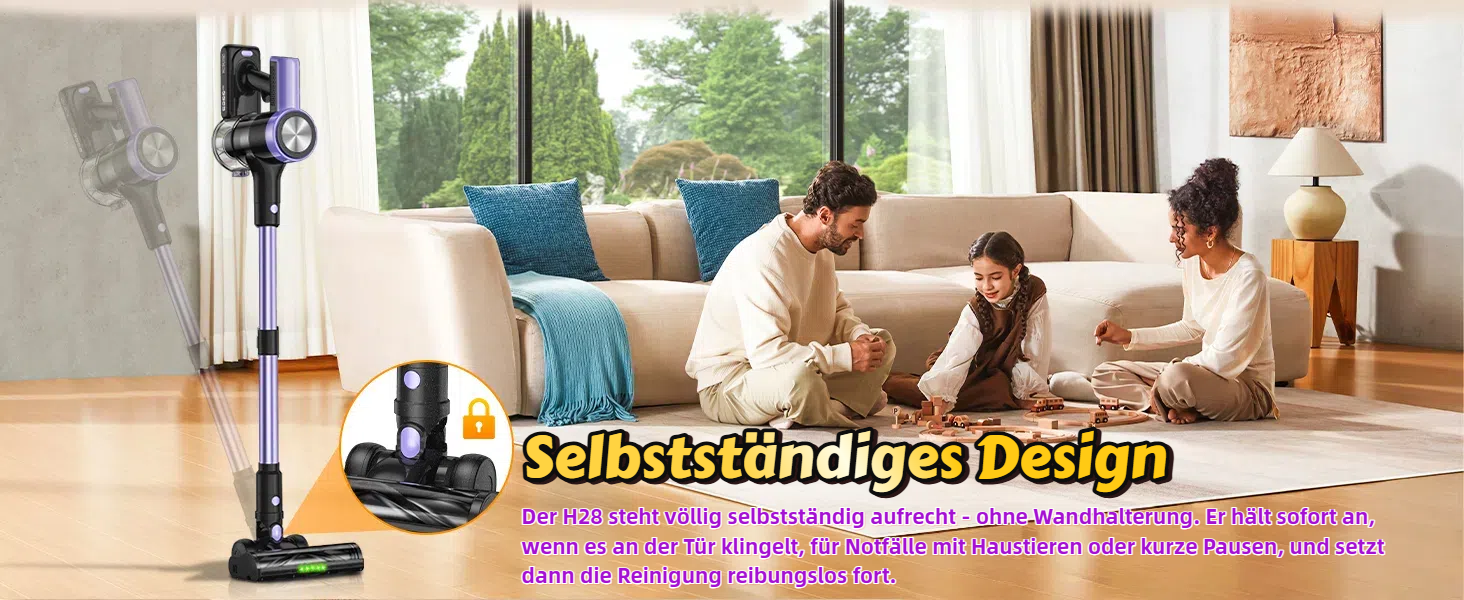 Бездротовий пилосос SUXIANGVAC 48KPa, 500W, 55 хвилин роботи, з док-станцією, LED дисплеєм, антизаплутана щітка, для шерсті тварин, килимів, твердих поверхонь, авто, фіолетовий