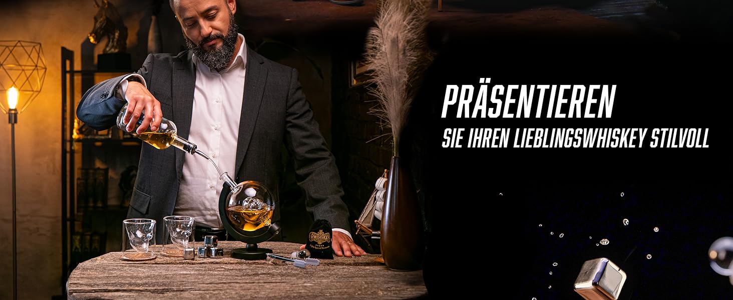 Набір віскі WHISISKEY: декантик череп 900 мл, 2 келихи, 4 камені для віскі, подарункова коробка