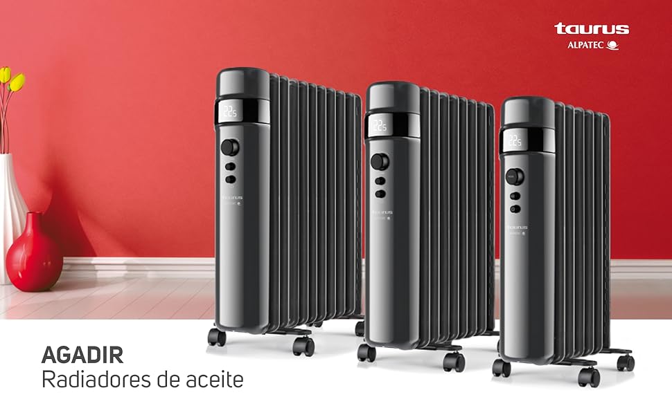 Радіатор масляний Taurus Dakar 7 елементів, 1500W, з термостатом, захист від перегріву, сірий