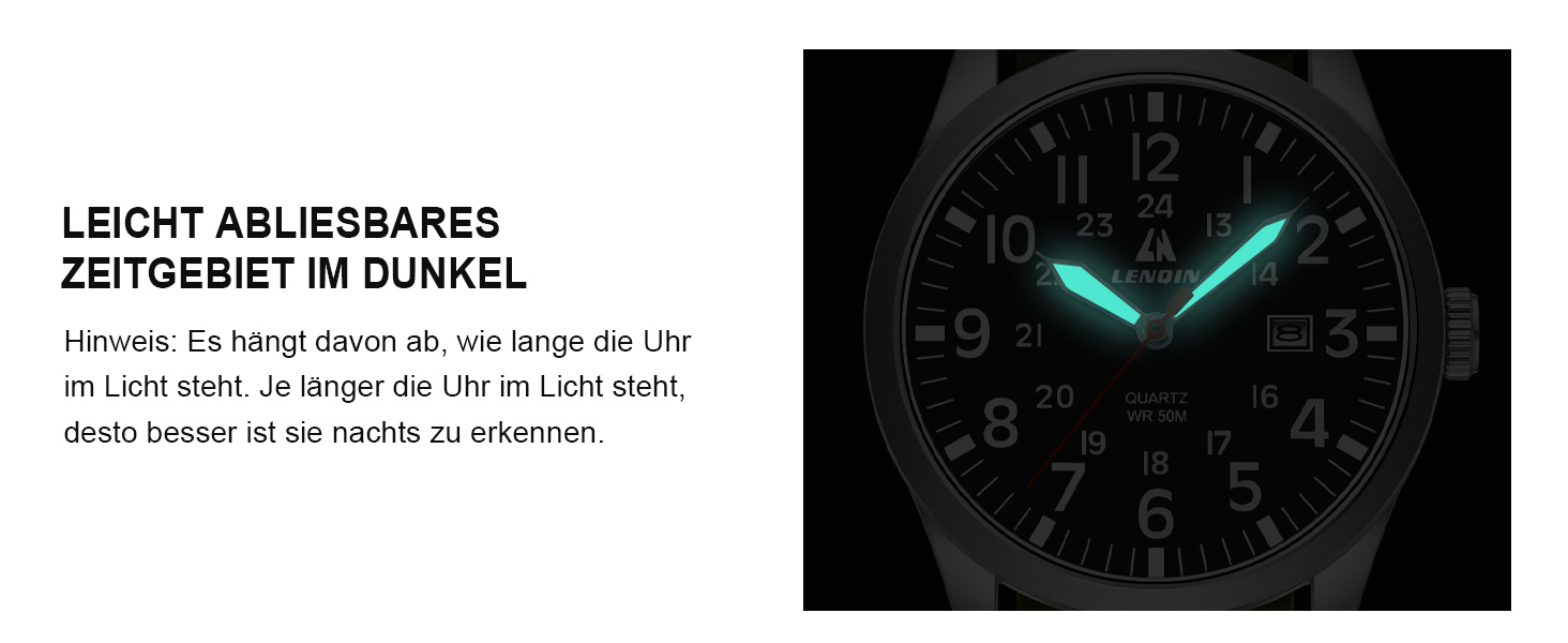 Годинники чоловічі LN LENQIN аналогові кварцові на нейлоновому ремінці, водостійкі 30M, з датою (зелені, срібні, чорні)