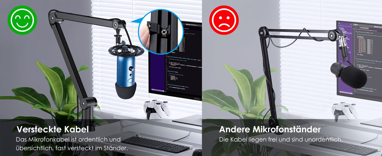 Кріплення для мікрофона Blue Yeti з поп-фільтром - кріплення Blue Yeti X, приховане кабельне підключення, стійка-кріплення Blue Yeti, поп-фільтр для ASMR, студії, подкастів, стрімінгу - YOUSHARES, преміум-версія