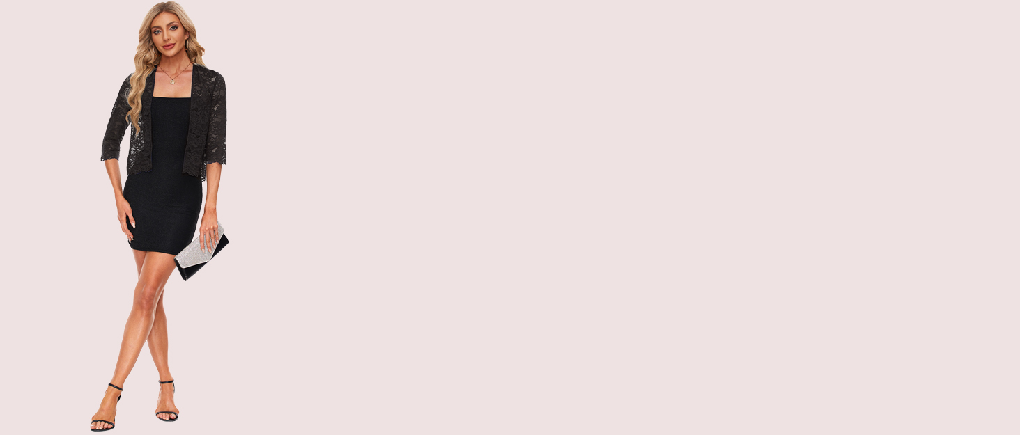 Болеро MINTLIMIT жіноче мереживне, кардиган 3/4 рукав, чорний M - елегантна накидка