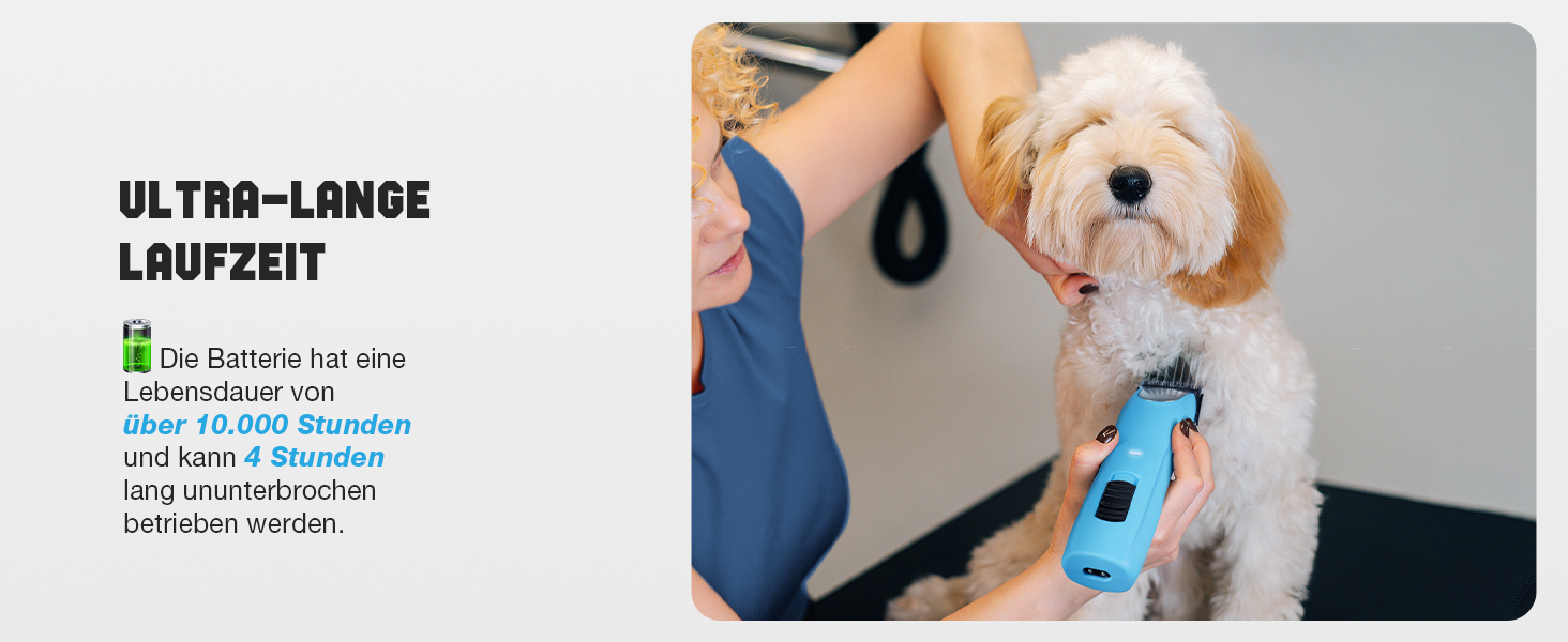 Професійна машинка для стрижки собак, 2 швидкості, ергономічний дизайн, для собак та котів, стрижка густого, довгого та кучерявого хутра, світло-блакитна