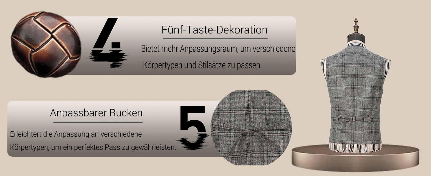 Оливковий костюм для чоловіків Olove-Uit: елегантний, в клітинку, з вовни та твіду, slim fit, для весілля (колір: коричневий, розмір: M)