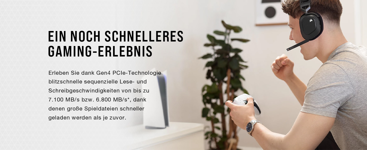 SSD Corsair MP600 PRO LPX 4TB M.2 NVMe PCIe Gen4 - Оптимізовано для PS5, 7100 МБ/с (білий)