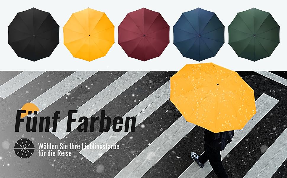 Чакіпі Чакіпі Kompakter Reise Regenschirm: Великий, стійкий до вітру, складаний парасоль для чоловіків та жінок, автоматичний, чорний, 105 см розмах