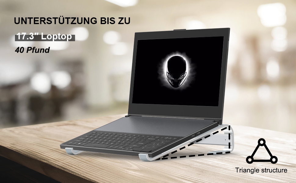 Підставка для ноутбука Soqool, ергономічна, з вентиляцією, сумісна з MacBook, Lenovo, Huawei, Acer, Dell, HP (10-17 дюймів), срібна